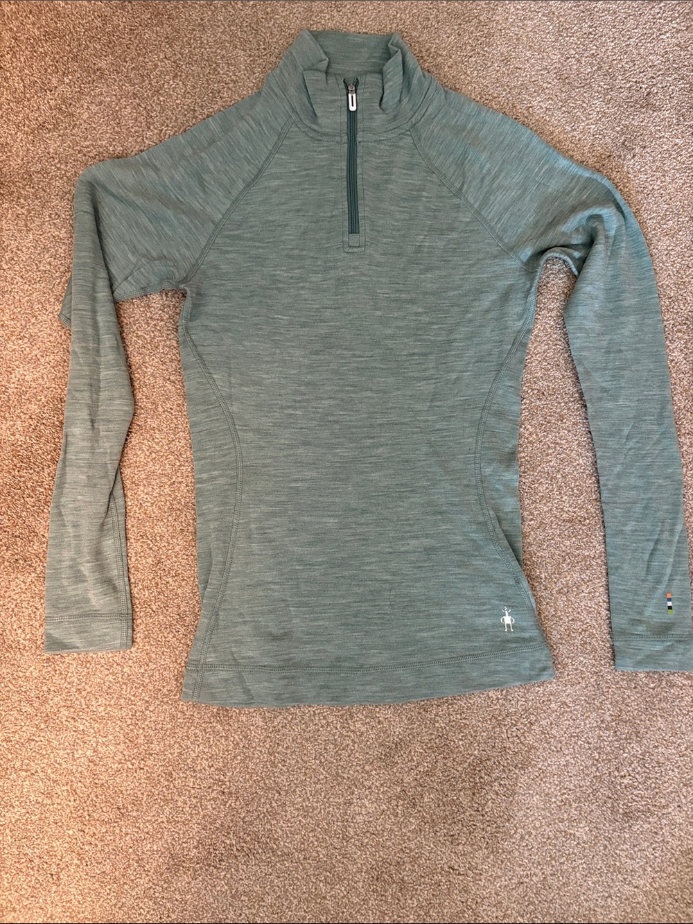 Women’s Heathered Sage Quarter-Zip Smartwool Top